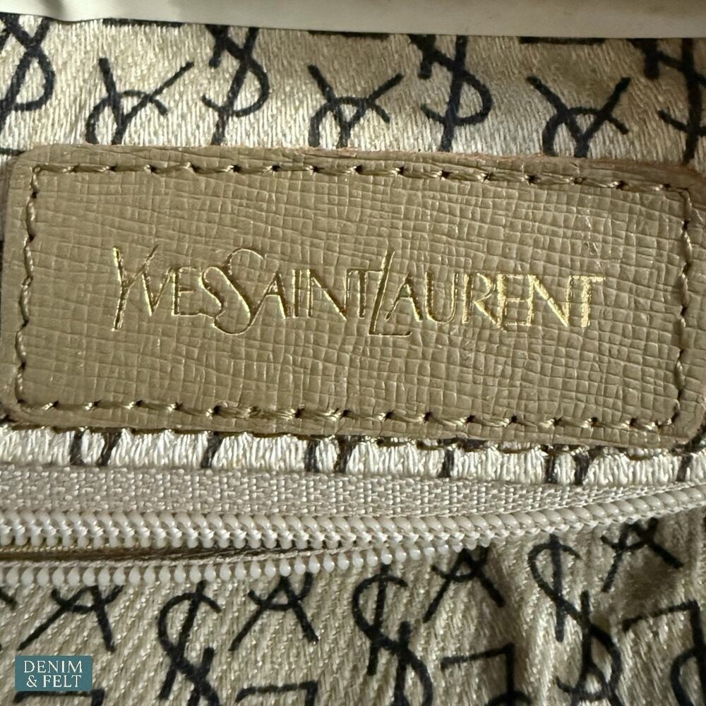 Yves Saint Laurent Monogram Giraffe Print Canvas Clutch Makeup Bag Beige Gray - Picture 11 of 12